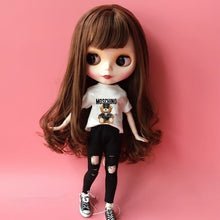 Load image into Gallery viewer, 2PCS  blyth doll clothing 1/6 doll T-shirt + pants for pullip doll blyth jean outfit clothes set for barbie doll 1/6 accessories
