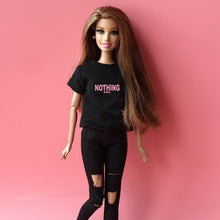 Load image into Gallery viewer, 2PCS  blyth doll clothing 1/6 doll T-shirt + pants for pullip doll blyth jean outfit clothes set for barbie doll 1/6 accessories