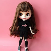Load image into Gallery viewer, 2PCS  blyth doll clothing 1/6 doll T-shirt + pants for pullip doll blyth jean outfit clothes set for barbie doll 1/6 accessories