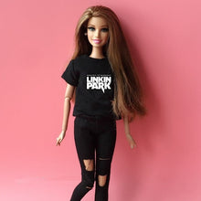 Load image into Gallery viewer, 2PCS  blyth doll clothing 1/6 doll T-shirt + pants for pullip doll blyth jean outfit clothes set for barbie doll 1/6 accessories