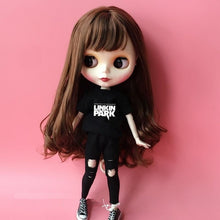 Load image into Gallery viewer, 2PCS  blyth doll clothing 1/6 doll T-shirt + pants for pullip doll blyth jean outfit clothes set for barbie doll 1/6 accessories