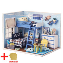 Load image into Gallery viewer, Doll House Furniture DIY Miniature Model Dust Cover 3D Wooden Dollhouse Christmas Gifts Toys For Children Kitten Diary H013 #E