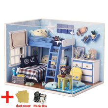Load image into Gallery viewer, Doll House Furniture DIY Miniature Model Dust Cover 3D Wooden Dollhouse Christmas Gifts Toys For Children Kitten Diary H013 #E