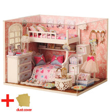 Load image into Gallery viewer, Doll House Furniture DIY Miniature Model Dust Cover 3D Wooden Dollhouse Christmas Gifts Toys For Children Kitten Diary H013 #E