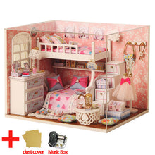 Load image into Gallery viewer, Doll House Furniture DIY Miniature Model Dust Cover 3D Wooden Dollhouse Christmas Gifts Toys For Children Kitten Diary H013 #E