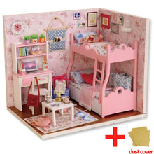 Load image into Gallery viewer, Doll House Furniture DIY Miniature Model Dust Cover 3D Wooden Dollhouse Christmas Gifts Toys For Children Kitten Diary H013 #E