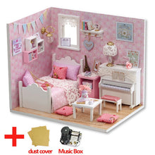Load image into Gallery viewer, Doll House Furniture DIY Miniature Model Dust Cover 3D Wooden Dollhouse Christmas Gifts Toys For Children Kitten Diary H013 #E