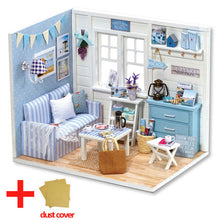Load image into Gallery viewer, Doll House Furniture DIY Miniature Model Dust Cover 3D Wooden Dollhouse Christmas Gifts Toys For Children Kitten Diary H013 #E