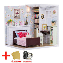 Load image into Gallery viewer, Doll House Furniture DIY Miniature Model Dust Cover 3D Wooden Dollhouse Christmas Gifts Toys For Children Kitten Diary H013 #E