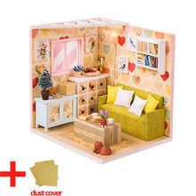 Load image into Gallery viewer, Doll House Furniture DIY Miniature Model Dust Cover 3D Wooden Dollhouse Christmas Gifts Toys For Children Kitten Diary H013 #E