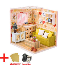 Load image into Gallery viewer, Doll House Furniture DIY Miniature Model Dust Cover 3D Wooden Dollhouse Christmas Gifts Toys For Children Kitten Diary H013 #E