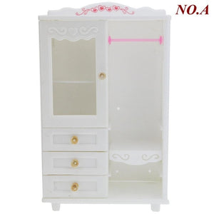 1 Pcs High Quality Doll Wardrobe for Barbie Doll Pink White DIY Furniture Dress Clothes Doll Accessories Playhouse Kids Toy