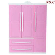 Load image into Gallery viewer, 1 Pcs High Quality Doll Wardrobe for Barbie Doll Pink White DIY Furniture Dress Clothes Doll Accessories Playhouse Kids Toy