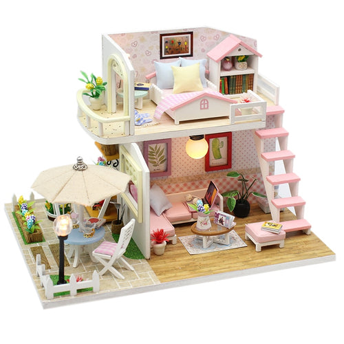 DIY Wooden House Miniaturas with Furniture DIY Miniature House Casa Doll house Toys for Children Birthday Gifts Box Theatre M33